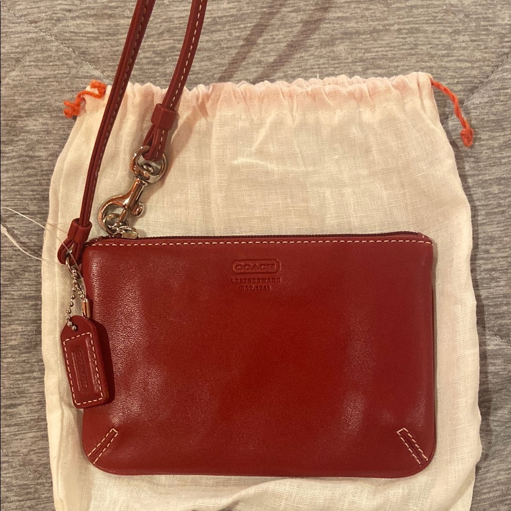 Coach Red Leather Clutch with Wristlet